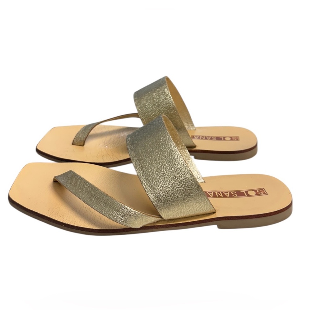 Sol Sana Sophia Metallic Gold Women's Slide Sandals Size 38EUR 7.5US